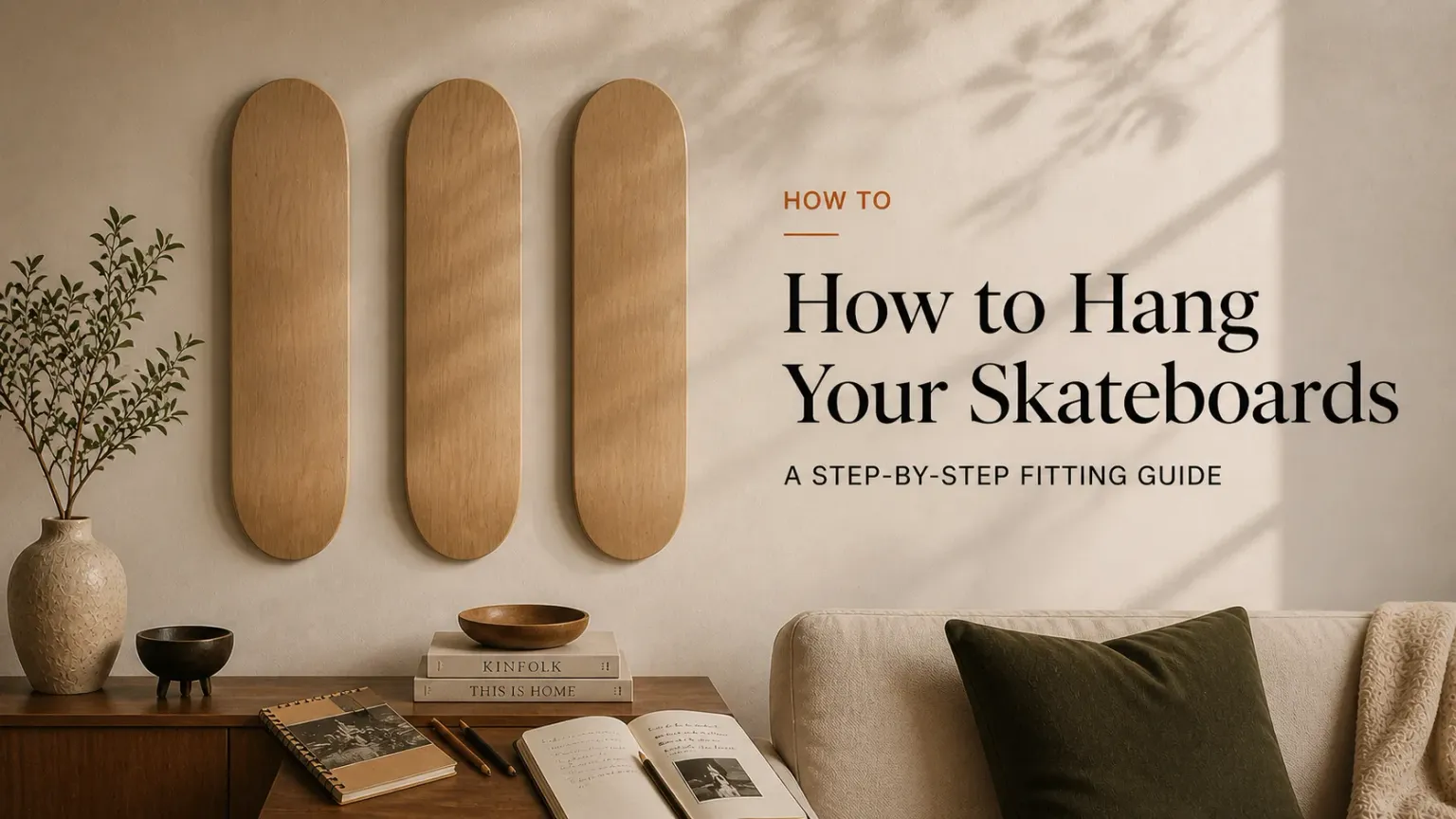 Step-by-step wall mounting for skateboard wall art
