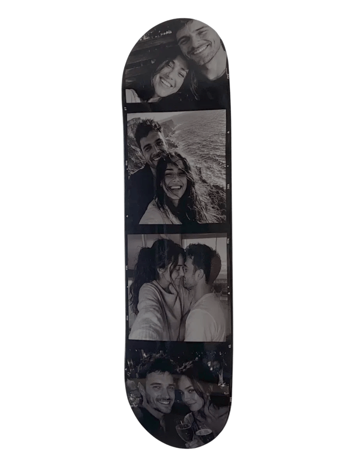 Booth Strip skateboard deck with a photo-booth strip design