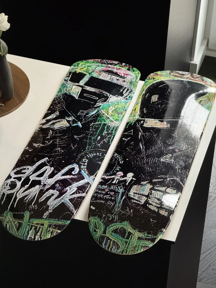 POPART'URAS deck art styled on a green wall, close detail